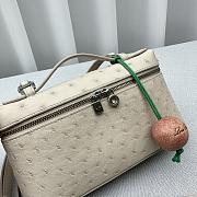 Loro Piana Pocket Ostrich Leather Handbag White Size 19 × 7 × 12 cm - 3