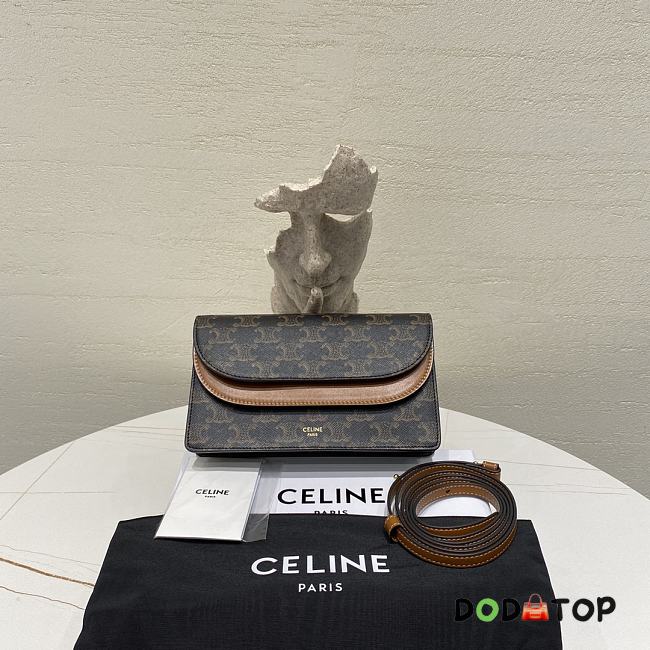 Celine Wallet On Strap Triomphe Canvas Size 20 x 11.5 cm - 1