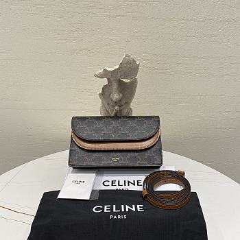 Celine Wallet On Strap Triomphe Canvas Size 20 x 11.5 cm