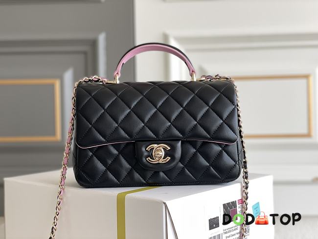 Chanel Flap Handle  Bag Lambskin In Black Size 12 x 20 x 6 cm - 1