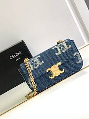 Celine Triomphe Small Denim Chain Bag Size 20.5 x 10.5 x 4 cm - 1