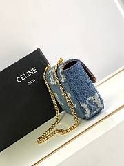 Celine Triomphe Small Denim Chain Bag Size 20.5 x 10.5 x 4 cm - 5