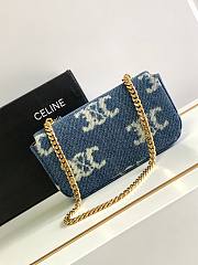 Celine Triomphe Small Denim Chain Bag Size 20.5 x 10.5 x 4 cm - 2