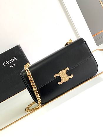 Celine Triomphe Small Black Gold Hardware Chain Bag Size 20.5 x 10.5 x 4 cm