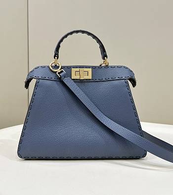 Fendi Peakaboo Calfskin Handbag Blue Size 27 × 11 × 20 cm