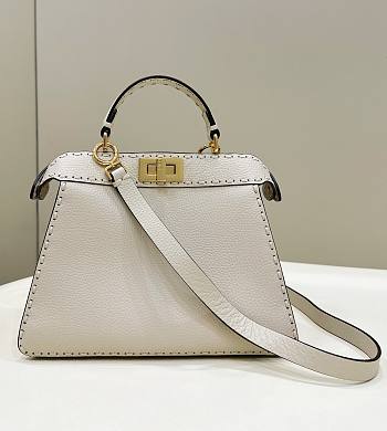 Fendi Peakaboo Calfskin Handbag White Size 27 × 11 × 20 cm