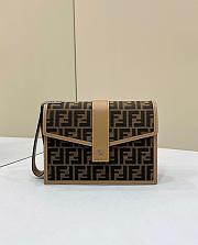  Fendi Clutch Brown FF Fabric Bag Size 26 x 9 x 19 cm - 4