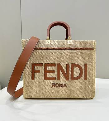 Fendi Sunshine Straw Tote Bag Size 36 × 17 × 30 cm