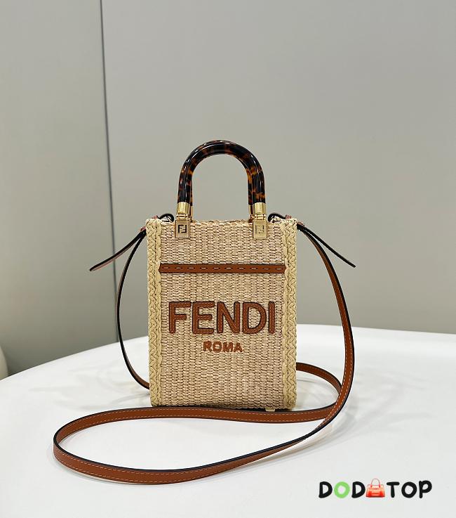 Fendi New Look Mini Square Bag Straw Size 13.5 x 5.5 x 18 cm - 1