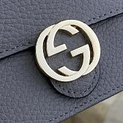 Gucci Interlocking G Leather Chain Wallet WOC Gray Size 20 × 12 × 4 cm - 5