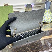 Gucci Interlocking G Leather Chain Wallet WOC Gray Size 20 × 12 × 4 cm - 6