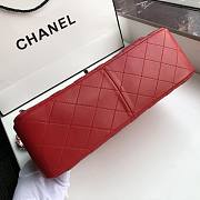 Chanel Flap Bag Silver Hardware Lambskin In Red Size 30 x 19.5 x 10 cm - 2