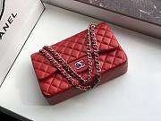 Chanel Flap Bag Silver Hardware Lambskin In Red Size 30 x 19.5 x 10 cm - 3