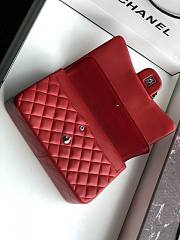 Chanel Flap Bag Silver Hardware Lambskin In Red Size 30 x 19.5 x 10 cm - 5