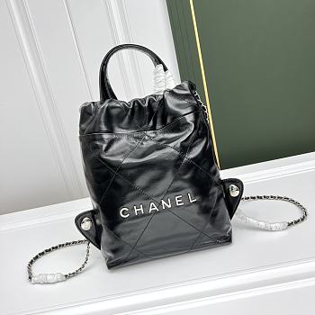 Chanel Garbage Black Bag Silver Hardware Blackpack Size 29 x 34 cm