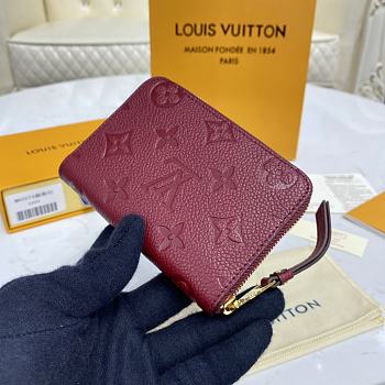 Louis Vuitton LV Zipper Coin Purse M60574 Dark Red Size 11 x 8 cm