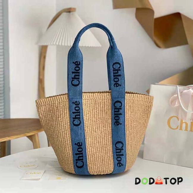 Chloe Large Woody Basket Navy Bag Size 28 x 48 x 28 cm - 1