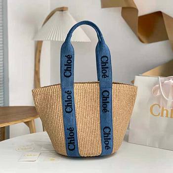 Chloe Large Woody Basket Navy Bag Size 28 x 48 x 28 cm