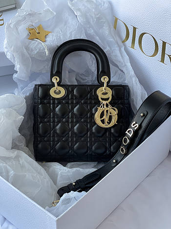 Dior Lady ABC Black with Gold Hardware Size 20 x 16.5 x 8 cm