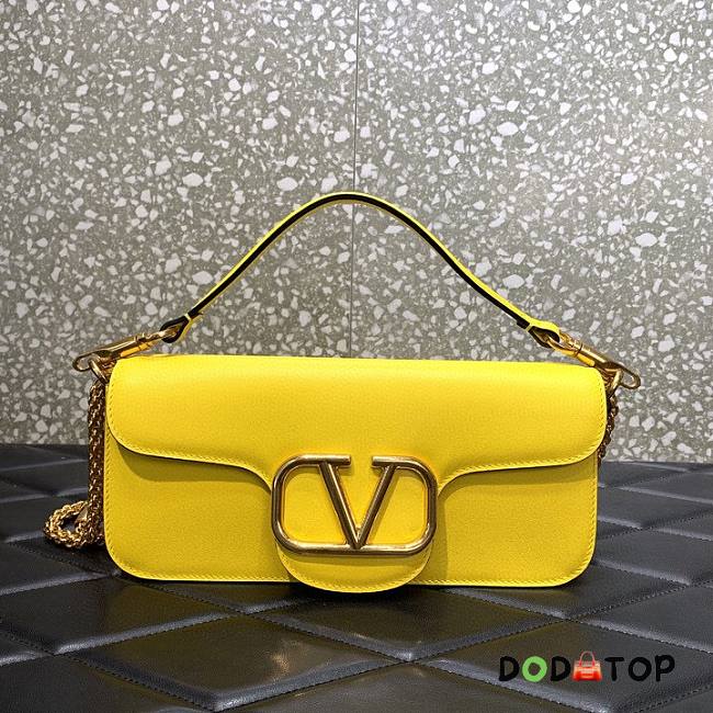 Valentino Garavani Vlogo Lambskin Leather Shoulder Bag Yellow Size 27 x 13 x 6 cm - 1