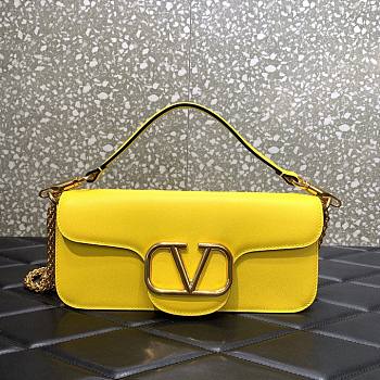 Valentino Garavani Vlogo Lambskin Leather Shoulder Bag Yellow Size 27 x 13 x 6 cm