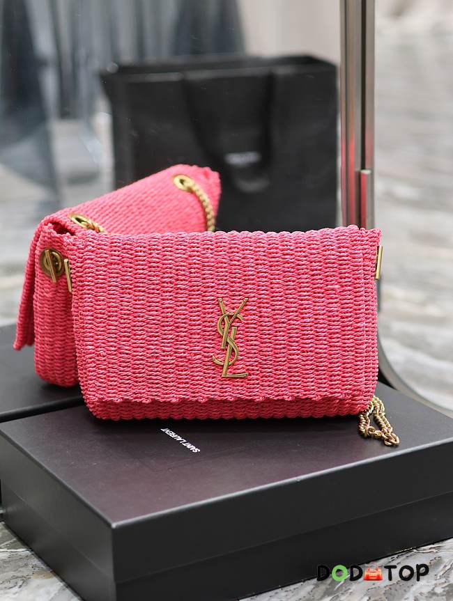 YSL Kate Raffia Rattan Craft Chain Bag Pink Size 28.5 × 20 × 6 cm - 1