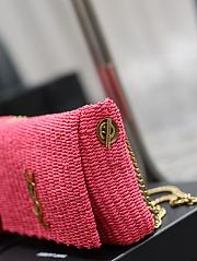 YSL Kate Raffia Rattan Craft Chain Bag Pink Size 28.5 × 20 × 6 cm - 6