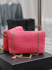 YSL Kate Raffia Rattan Craft Chain Bag Pink Size 28.5 × 20 × 6 cm - 5