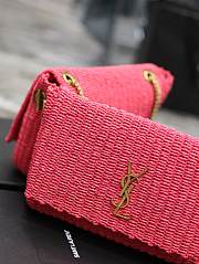 YSL Kate Raffia Rattan Craft Chain Bag Pink Size 28.5 × 20 × 6 cm - 4