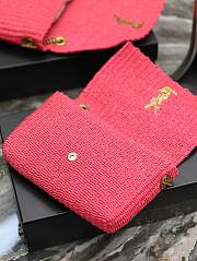 YSL Kate Raffia Rattan Craft Chain Bag Pink Size 28.5 × 20 × 6 cm - 2