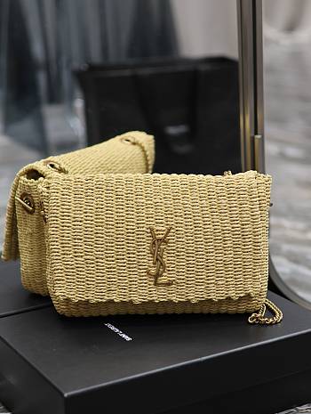 YSL Kate Raffia Rattan Craft Chain Bag Size 28.5 × 20 × 6 cm