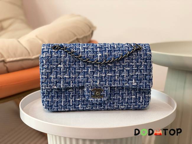 Chanel 1112 CF Woolen Blue Bag Size 25 cm - 1
