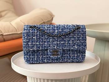 Chanel 1112 CF Woolen Blue Bag Size 25 cm