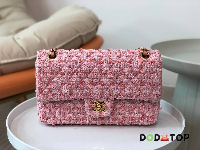 Chanel 1112 CF Woolen Pink Bag Size 25 cm - 1