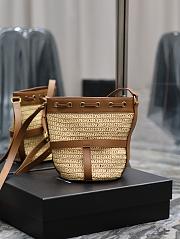 YSL Raffia Craft Bucket Bag Size 22 × 15 × 15 cm - 6