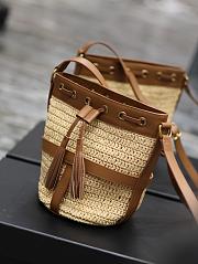 YSL Raffia Craft Bucket Bag Size 22 × 15 × 15 cm - 3