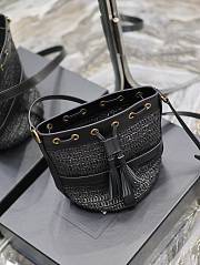 YSL Raffia Craft Bucket Black Bag Size 22 × 15 × 15 cm - 6