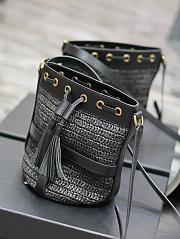 YSL Raffia Craft Bucket Black Bag Size 22 × 15 × 15 cm - 4