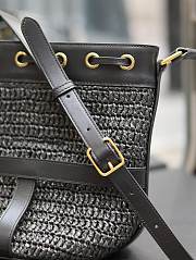 YSL Raffia Craft Bucket Black Bag Size 22 × 15 × 15 cm - 3