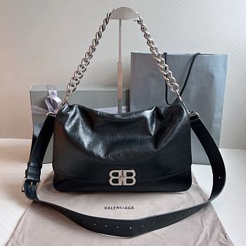 Balenciaga BB Soft Large Shoulder Bag Black Size 35 x 24 cm