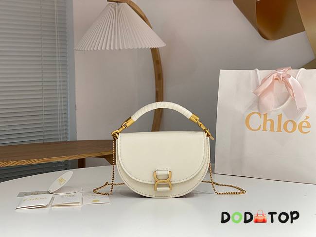 Chloe Marcie Small Leather Shoulder Bag White Size 22.5 x 15.5 x 7 cm - 1
