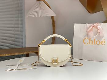 Chloe Marcie Small Leather Shoulder Bag White Size 22.5 x 15.5 x 7 cm