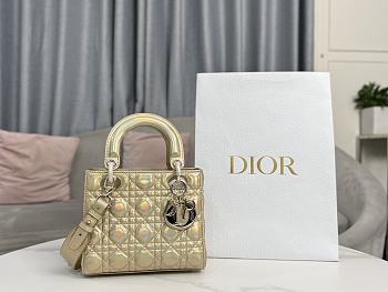 Dior Lady ABC Metallic Gold Bag Size 20 x 17 x 8 cm