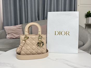 Dior Lady ABC Beige Gold Hardware Bag Size 20 x 17 x 8 cm