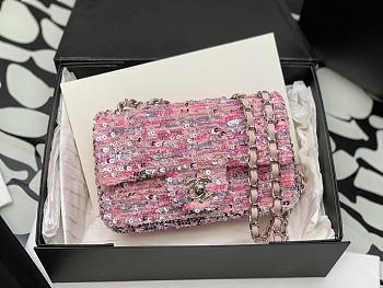 Chanel Sequin Flap Bag Pink Size 20 cm