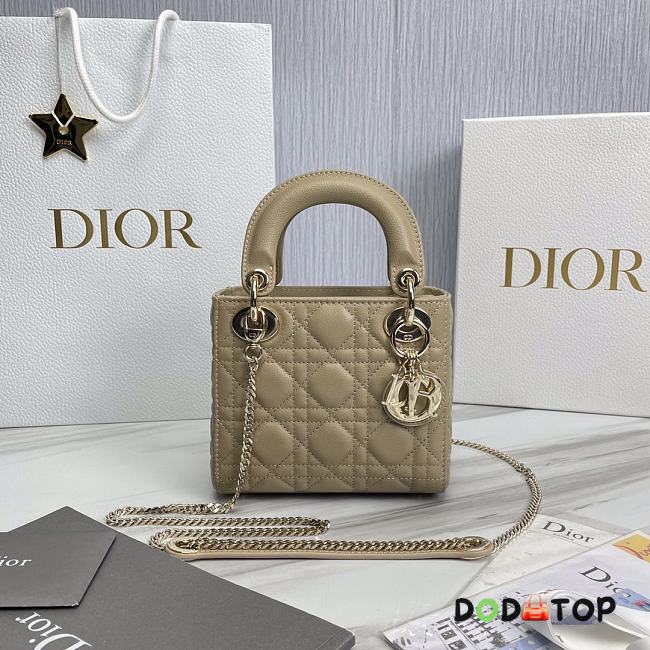 Dior Lady Beige Gold Buckle Bag Size 17 cm - 1