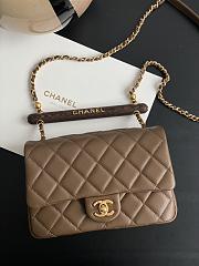 Chanel Wood Handle Flap Bag Brown Size 21 x 13.5 x 6 cm (Limitted) - 1