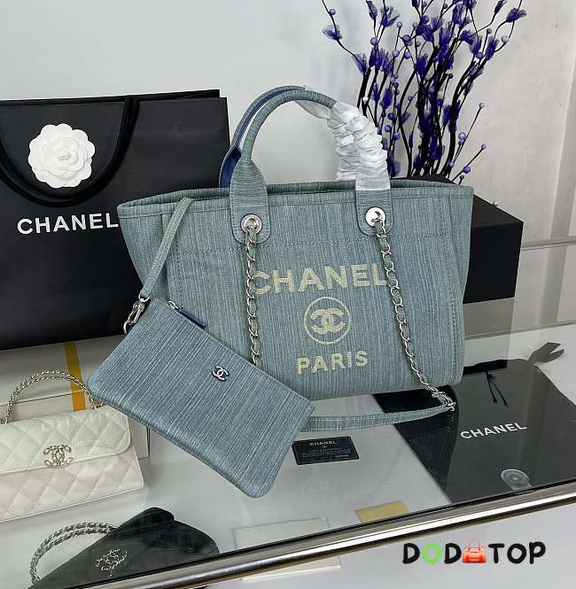 Chanel Medium Denim Deauville Shopping Tote Size 33 x 26 x 15.5 cm - 1
