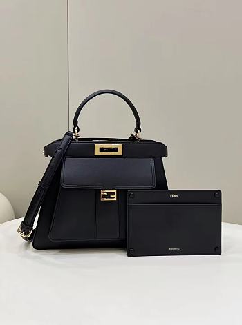 Fendi Peekaboo Handbag Black Size 33.5 x 13 x 25.5 cm