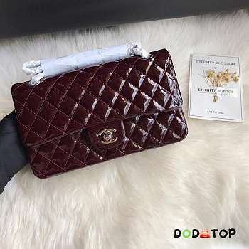 Chanel Shinny Leather Medium Classic Flap Bag Size 25 cm